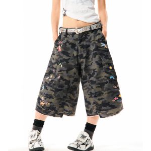 Camouflage Cargo Capri Pants for Women - Loose Fit, Versatile Wide-Leg, American Style, Casual Streetwear