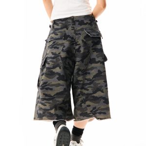 Camouflage Cargo Capri Pants for Women - Loose Fit, Versatile Wide-Leg, American Style, Casual Streetwear