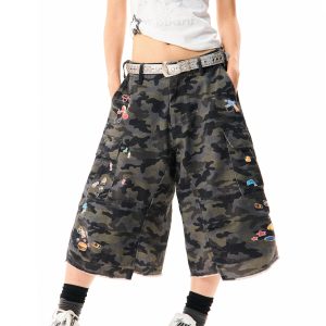 Camouflage Cargo Capri Pants for Women - Loose Fit, Versatile Wide-Leg, American Style, Casual Streetwear