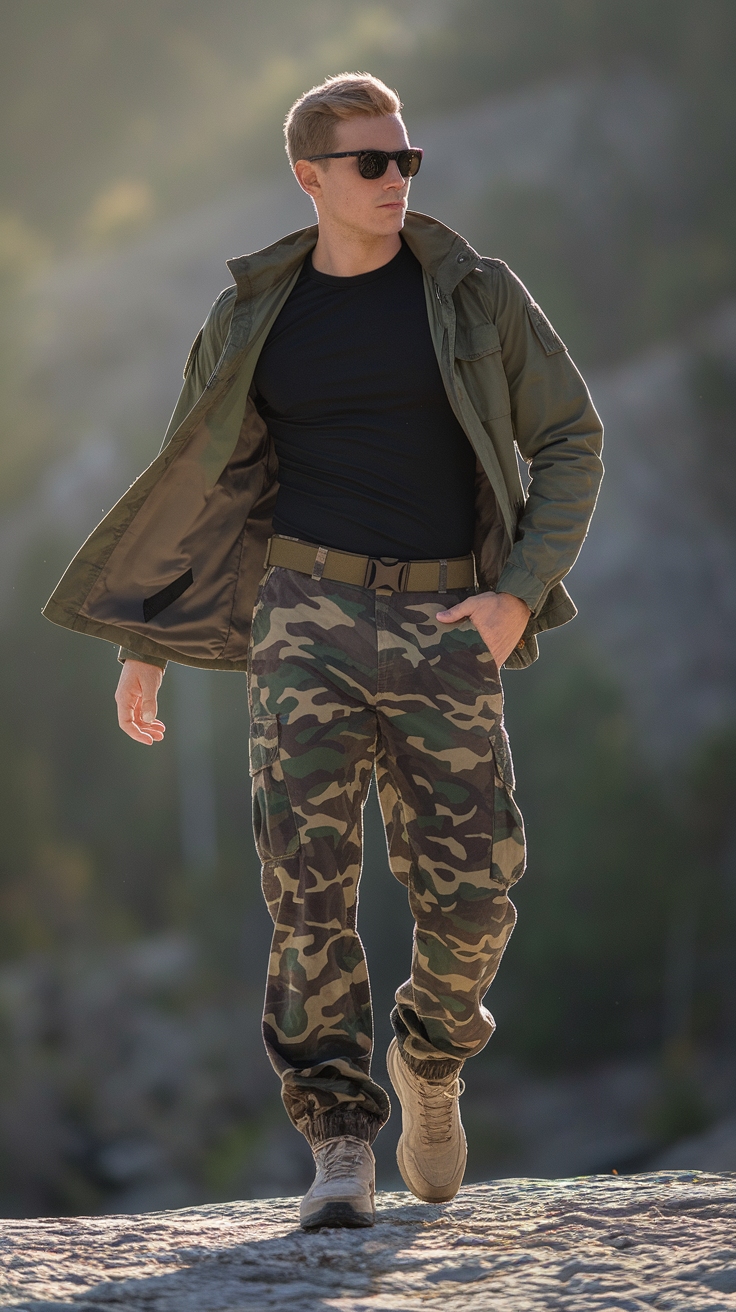 Camouflage Cargo Pants Outfit Men: Effortless Urban Style outfit idea