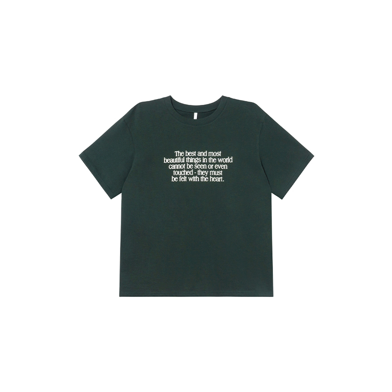 Casual 3D Letter Print Short Sleeve T-Shirt for Women - Summer 2025 Loose Round Neck Pure Cotton Top