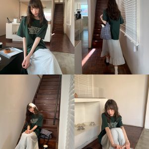 Casual 3D Letter Print Short Sleeve T-Shirt for Women - Summer 2025 Loose Round Neck Pure Cotton Top