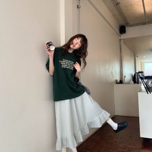 Casual 3D Letter Print Short Sleeve T-Shirt for Women - Summer 2025 Loose Round Neck Pure Cotton Top