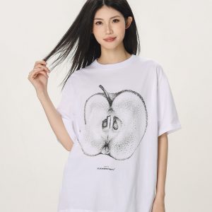 Casual Beer Captain Graphic T-Shirt for Women - Summer Loose Fit Short Sleeve Couple Top in Trendy American Style