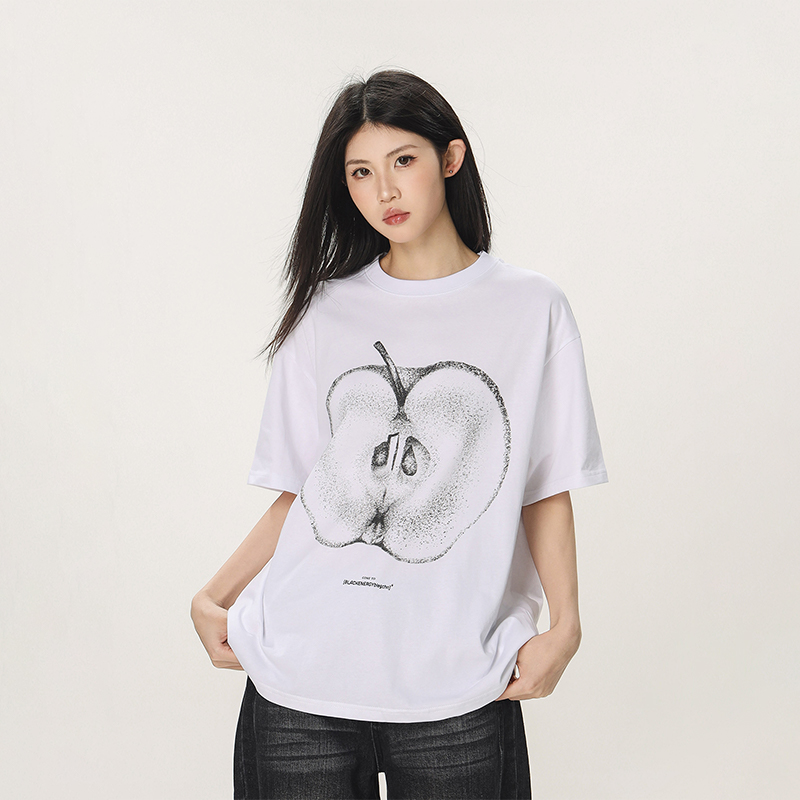 Casual Beer Captain Graphic T-Shirt for Women - Summer Loose Fit Short Sleeve Couple Top in Trendy American Style