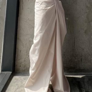 Casual Irregular Low-Waist Pleated Wide-Leg Pants for Women - Relaxed Fit Solid Color Long Trousers, Y2K Fashion