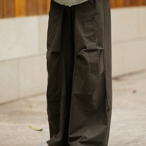Casual Japanese-Style Pleated Cargo Pants for Men - Trendy Loose-Fit Design with Elastic Waistband and Drape