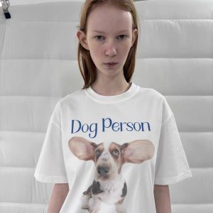 Casual Korean Style Cartoon Cat & Dog Print Short Sleeve T-Shirt for Women - Versatile Minimalist Pure Cotton Top