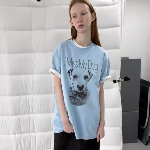 Casual Korean Style Cartoon Cat & Dog Print Short Sleeve T-Shirt for Women - Versatile Minimalist Pure Cotton Top