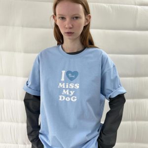 Casual Korean Style Dog Slogan Loose Fit Pure Cotton Short Sleeve T-Shirt for Women - Comfortable and Versatile Fashion