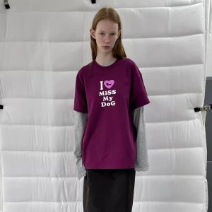 Casual Korean Style Dog Slogan Loose Fit Pure Cotton Short Sleeve T-Shirt for Women - Comfortable and Versatile Fashion