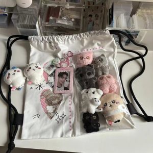 Casual Large Capacity Nylon Drawstring Backpack for Commuting - Cute Sweet Small Double Shoulder Bag 2025