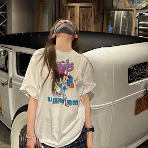 Casual Loose Fit Cartoon Print Short Sleeve T-Shirt for Summer - Versatile Pure Cotton Tee for Sweet Fun Style