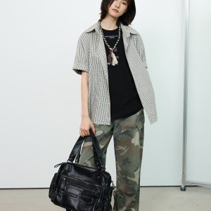 Casual Plaid Short Sleeve Shirt for Men and Women - Oversized Unisex Commuter Top, Perfect for 90s and Y2K Style