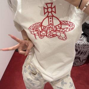 Casual Printed Snake T-Shirt for Women - Loose Fit, Round Neck, Pure Cotton - 25SS South Korea INS Limited Edition