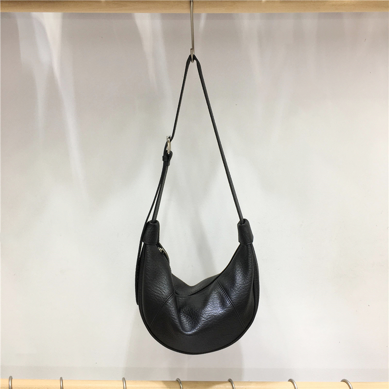 Casual Solid Color Soft Leather Croissant Dumpling Bag - Versatile Shoulder Crossbody Bag for Everyday Style