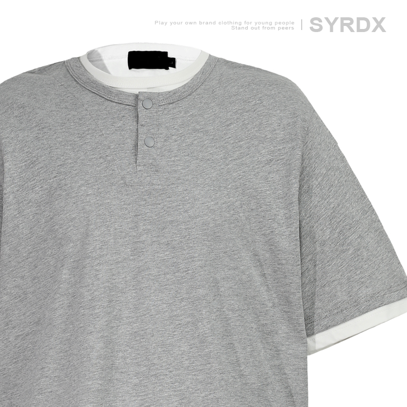 Casual Two-Piece Henley Short Sleeve T-Shirt for Men and Women - Simple Loose Fit, Unisex, Stylish Everyday Wear Casual Two-Piece Henley Short Sleeve T-Shirt for Men and Women - Simple Loose Fit, Unisex, Stylish Everyday Wear