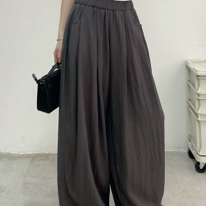 Casual Wide-Leg Pants in Water-Washed Faux Tencel - Soft, Heavy-Duty, Cool Feel, Lazy Tone Shambon Style