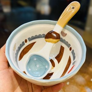 Charming 5-Inch Ceramic Rice Bowl for Girls, High-Quality Ice Cream Dessert Bowl, Sweet Soup Bowl for Everyday Use