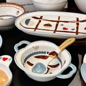 Charming 5-Inch Ceramic Rice Bowl for Girls, High-Quality Ice Cream Dessert Bowl, Sweet Soup Bowl for Everyday Use