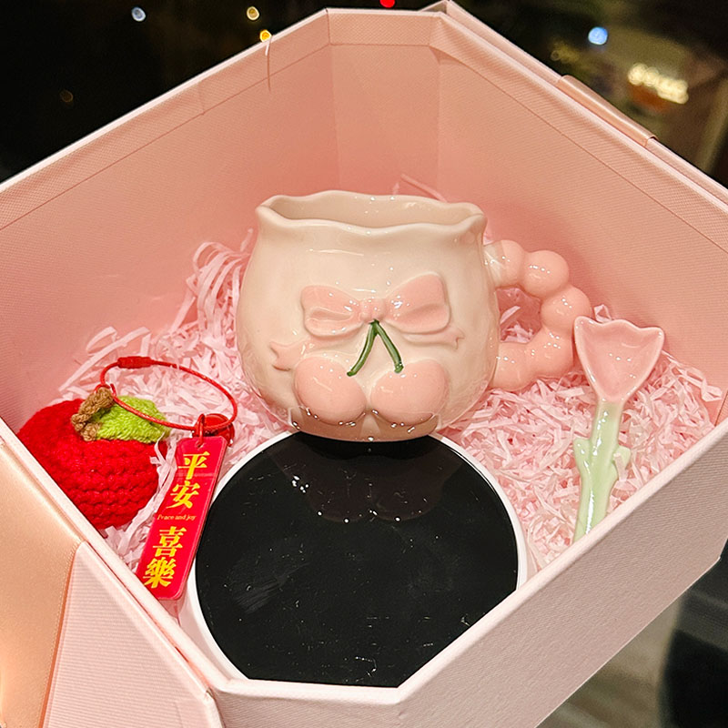 Charming Cherry Ceramic Mug with Underglaze Color, Embossed 3D Design - Unique Water Cup for Birthdays and Special Occasions Charming Cherry Ceramic Mug with Underglaze Color, Embossed 3D Design - Unique Water Cup for Birthdays and Special Occasions