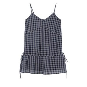 Checkered Long Camisole for Women - Strap Waist Casual Top in Summer 2025 Style, Perfect for Petite Sizes, Trendy 90s Inspired Fashion