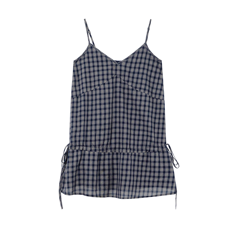 Checkered Long Camisole for Women - Strap Waist Casual Top in Summer 2025 Style, Perfect for Petite Sizes, Trendy 90s Inspired Fashion