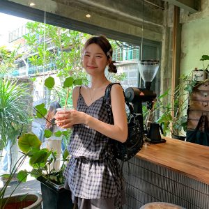 Checkered Long Camisole for Women - Strap Waist Casual Top in Summer 2025 Style, Perfect for Petite Sizes, Trendy 90s Inspired Fashion