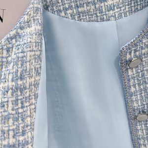 Chic Blue French-Style Short Jacket for Women – Trendy Spring Autumn Streetwear Top 2025