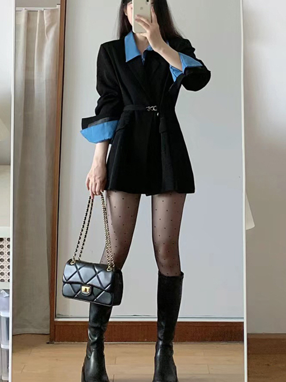 Chic Oversized Black Suit Jacket for Women - Loose Fit Casual Blazer for Spring and Autumn, Perfect for Petite Styles Chic Oversized Black Suit Jacket for Women - Loose Fit Casual Blazer for Spring and Autumn, Perfect for Petite Styles