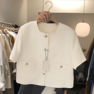 Chic Women's Suit Jacket in Small Fragrant Style - Summer 2025 White Design, Trendy Korean Style Blazer