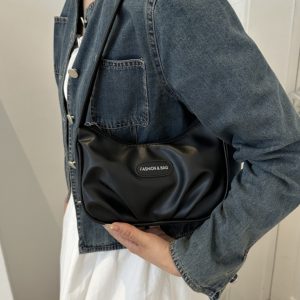 Chic Women's White Baguette Shoulder Bag - Versatile French Style Underarm Bag for Summer 2025