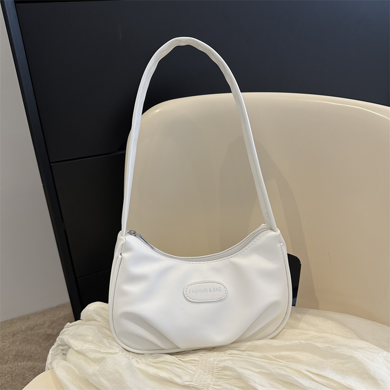 Chic Women's White Baguette Shoulder Bag - Versatile French Style Underarm Bag for Summer 2025 Chic Women's White Baguette Shoulder Bag - Versatile French Style Underarm Bag for Summer 2025
