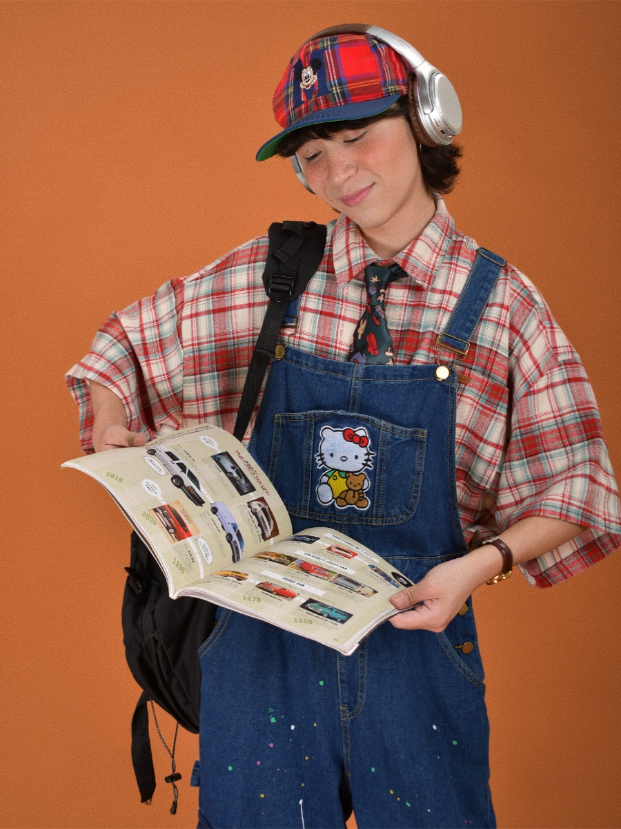 Childlike Retro Workwear Pocket Suspender Pants - Vintage Splash Paint Denim Floor-Length Trousers for Couples, Y2K Trend Childlike Retro Workwear Pocket Suspender Pants - Vintage Splash Paint Denim Floor-Length Trousers for Couples, Y2K Trend