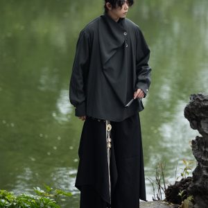 Chinese-Style Layered Retro Trousers for Men and Women - Loose Draped Long Pants for a High-End National Look