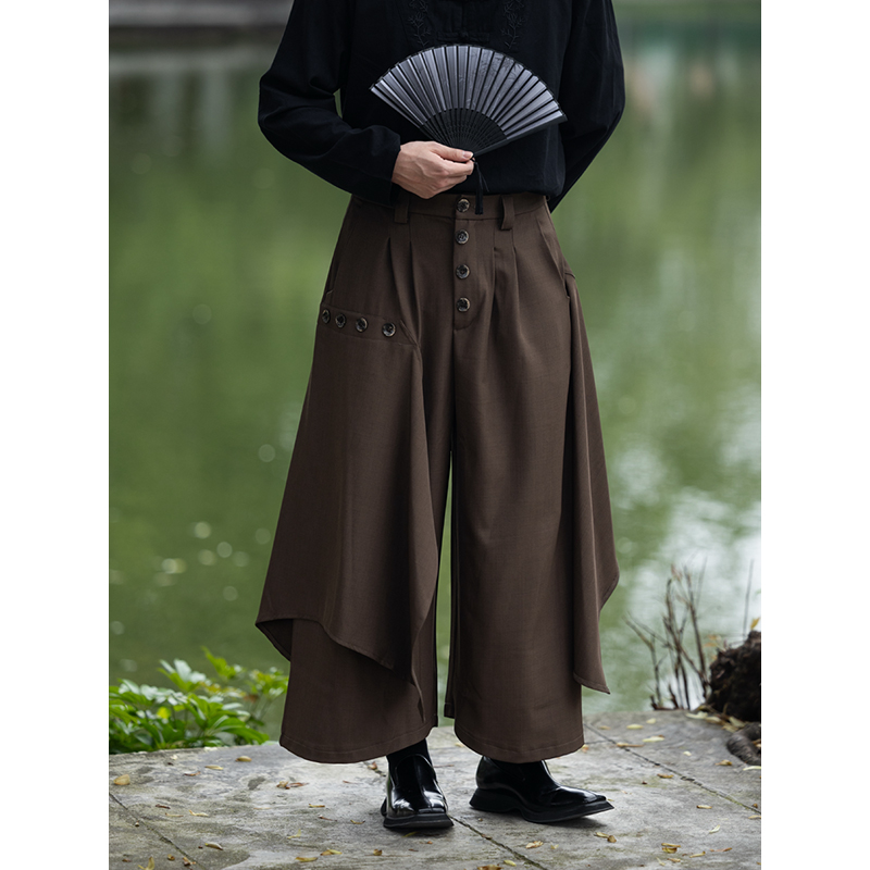 Chinese-Style Layered Retro Trousers for Men and Women - Loose Draped Long Pants for a High-End National Look