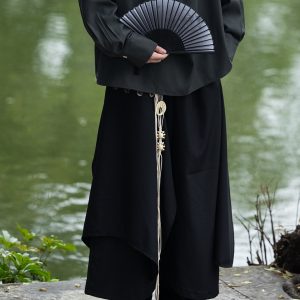 Chinese-Style Layered Retro Trousers for Men and Women - Loose Draped Long Pants for a High-End National Look