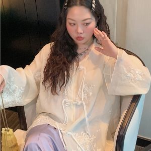 Chinese Style National Wind Shirt for Women - Unique Spring Top 2025, Elegant Design, Vintage Aesthetic, Bohemian Fashion