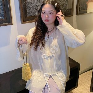 Chinese Style National Wind Shirt for Women - Unique Spring Top 2025, Elegant Design, Vintage Aesthetic, Bohemian Fashion