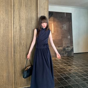 Chinese-Style Stand-Collar Vest and Half-Skirt Set for Women - Summer High-End Slimming Two-Piece Outfit