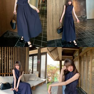 Chinese-Style Stand-Collar Vest and Half-Skirt Set for Women - Summer High-End Slimming Two-Piece Outfit