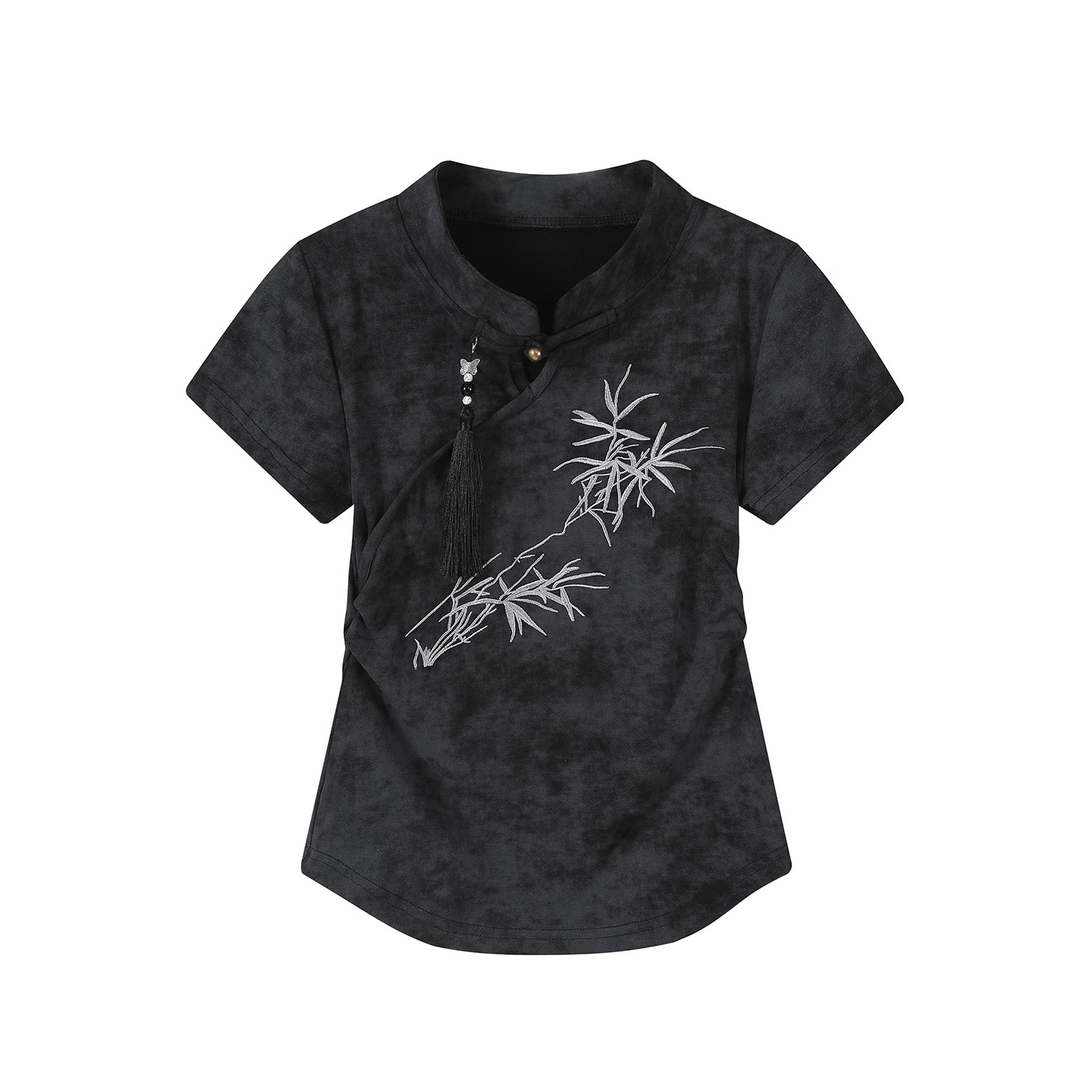 Chinese Style Tie-Dye Women's Short Sleeve T-Shirt with Frog Buttons - Unique Summer Top for Y2K and Korean Fashion Chinese Style Tie-Dye Women's Short Sleeve T-Shirt with Frog Buttons - Unique Summer Top for Y2K and Korean Fashion