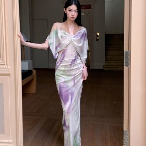 Chinese-Style Vacation Dress with Chest Pads - Flowing Kite Shadow Design, Deconstructed Aesthetic for Effortless Summer Style