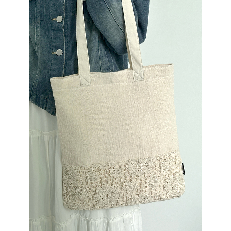 Chinese-Style Zen Canvas Tote Bag 2024 - Large Capacity Shoulder Bag for Commuting and Versatile Everyday Use