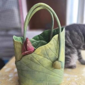 Chinese Wind Lotus Leaf Tote Bag - Retro Handheld Shoulder Bucket Bag - 2024 New Style Fashion Handbag