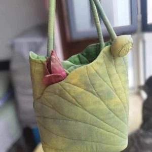Chinese Wind Lotus Leaf Tote Bag - Retro Handheld Shoulder Bucket Bag - 2024 New Style Fashion Handbag