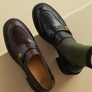 Chunky Heel Black Loafers for Women - Summer 2025 Small Leather Shoes with Camellia Design - Trendy and Stylish