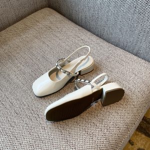 Chunky Heeled Open-Toe Sandals for Women - Summer 2025 Vintage Fairy Style Mary Jane Backless Flats