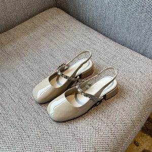 Chunky Heeled Open-Toe Sandals for Women - Summer 2025 Vintage Fairy Style Mary Jane Backless Flats