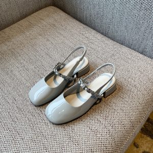 Chunky Heeled Open-Toe Sandals for Women - Summer 2025 Vintage Fairy Style Mary Jane Backless Flats